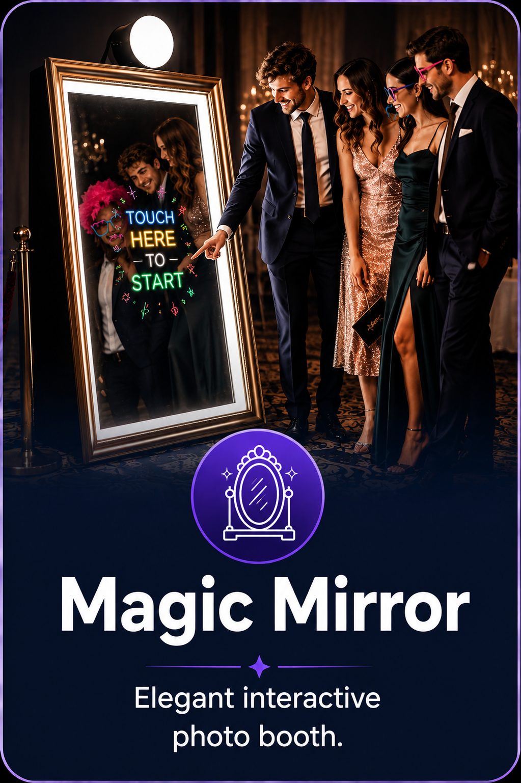 Magic Mirror photo booth for weddings, parties and corporate events