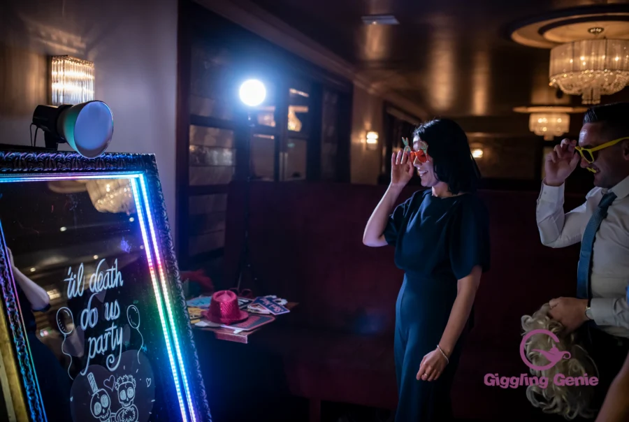 Guests enjoying Magic Mirror hire at an event in Surrey