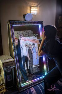 Magic Mirror hire with interactive touchscreen and instant prints in Surrey