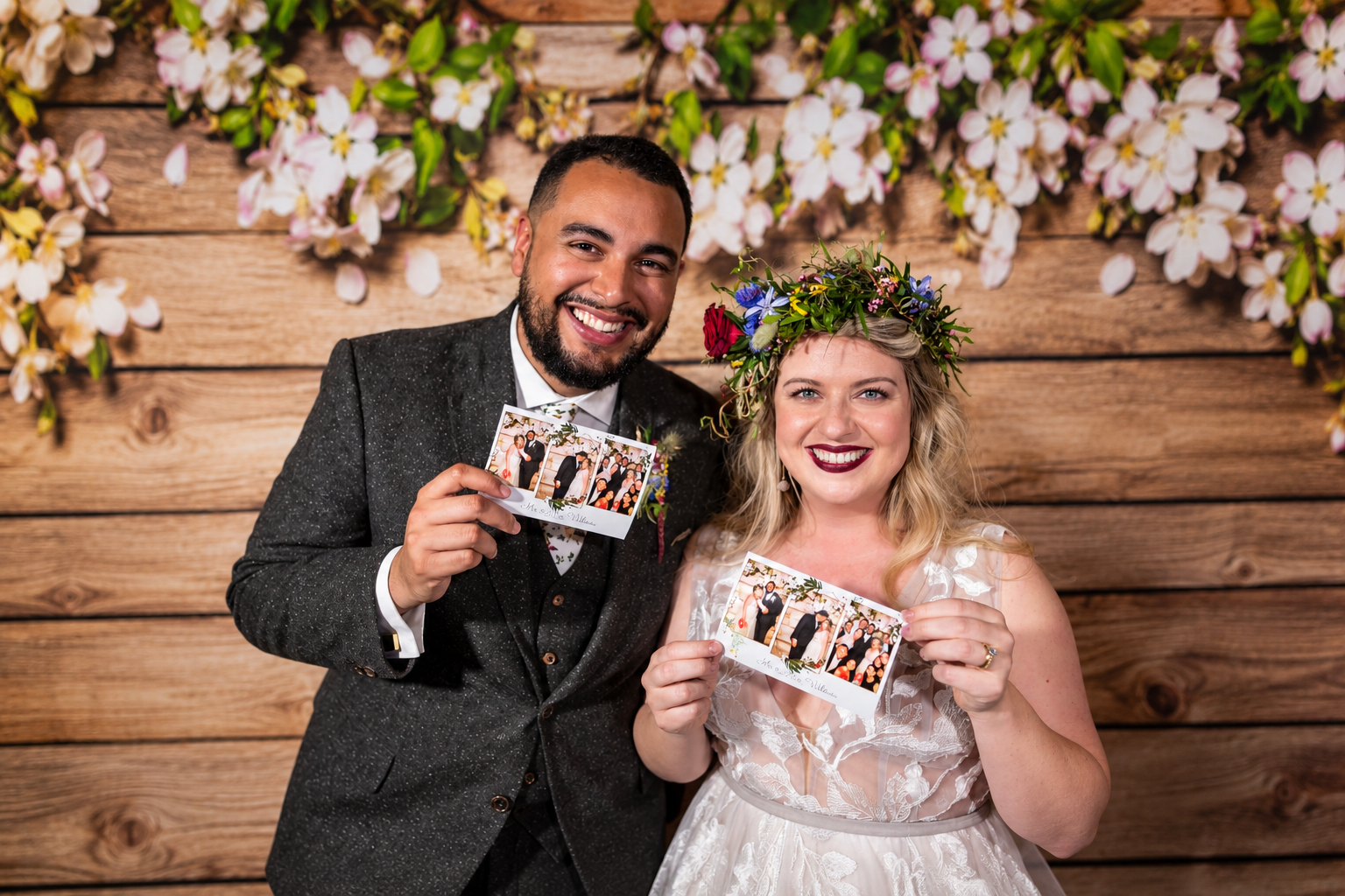 Wedding photo booth hire in Redhill with guests enjoying a Magic Mirror